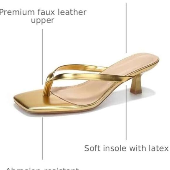 Kitten Heels Sandals Square Open Toe Flip Flop Heels 1.8-2 Inch Heeled Sandals - Picture 3 of 6